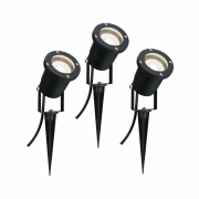 Outdoor LED Gartenstrahler mit Erdspieß IP65 3er-Set Schwarz Aluminium inkl. Leuchtmittel