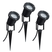 Outdoor LED Gartenstrahler mit Erdspieß IP65 3er-Set Schwarz Aluminium inkl. Leuchtmittel