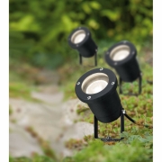 Outdoor LED Gartenstrahler mit Erdspieß IP65 3er-Set Schwarz Aluminium inkl. Leuchtmittel