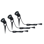 Outdoor LED Gartenstrahler mit Erdspieß IP65 3er-Set Schwarz Aluminium inkl. Leuchtmittel