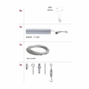 LED Seilsystem TunLED Basisset 5x150lm 5x4W 2700K 230/12V Weiß/Chrom matt