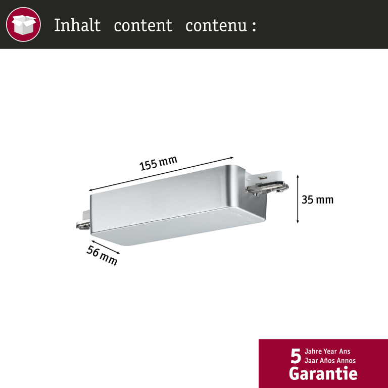 Paulmann URail ZigBee 3.0 Dimm/Switch Adapter Chrom matt Smart Home Schienenverbinder An/Aus/Dimmen max. 400W