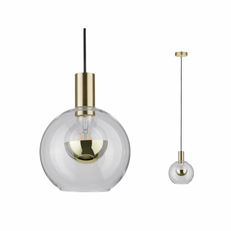 Paulmann Neordic Pendelleuchte Esben E27 max. 20W Klar/Messing gebürstet dimmbar Glas/Metall 1-flammig