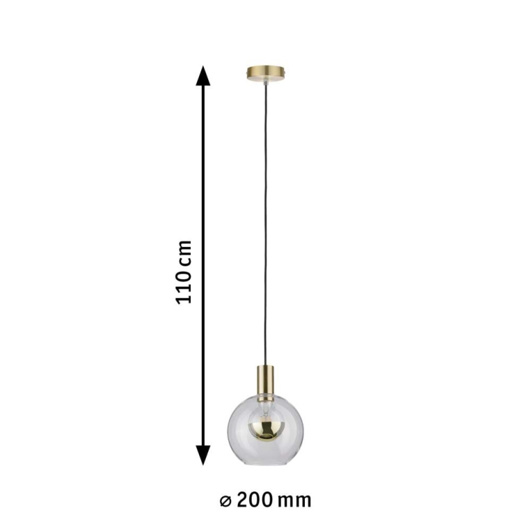Paulmann Neordic Pendelleuchte Esben E27 max. 20W Klar/Messing gebürstet dimmbar Glas/Metall 1-flammig