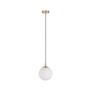 Neordic Pendelleuchte Menja E27 max. 20W Weiß/Messing gebürstet dimmbar Glas/Metall 1-flammig