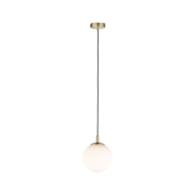 Neordic Pendelleuchte Menja E27 max. 20W Weiß/Messing gebürstet dimmbar Glas/Metall 1-flammig