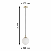 Neordic Pendelleuchte Menja E27 max. 20W Weiß/Messing gebürstet dimmbar Glas/Metall 1-flammig