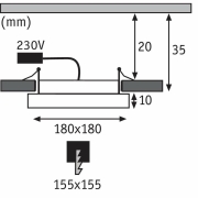 LED Einbaupanel Areo IP23 eckig 12W 3000K