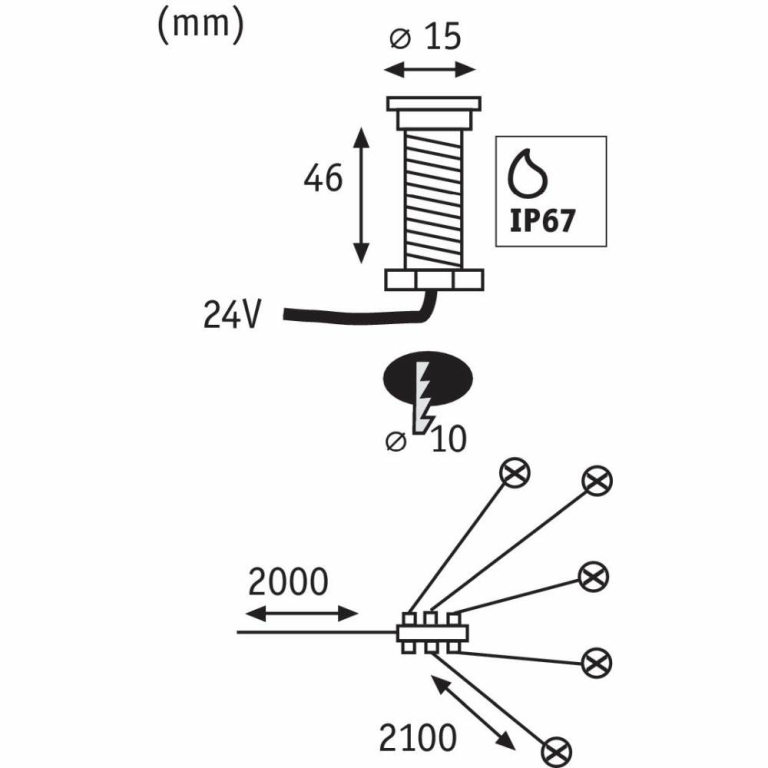 Paulmann Plug & Shine LED Bodeneinbauleuchte MicroPen II Erweiterungsset IP67 3000K 5x0,22W Silber