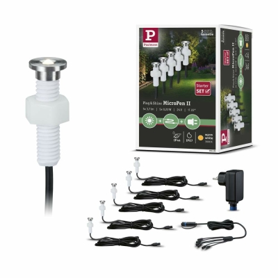 Paulmann Plug & Shine LED Bodeneinbauleuchte MicroPen II Basisset IP67 3000K 5x0,22W 21VA Silber