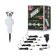 Plug & Shine LED Bodeneinbauleuchte MicroPen II Basisset IP67 3000K 5x0,22W 21VA Silber