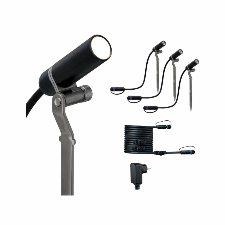 Paulmann Plug & Shine LED Gartenstrahler Plantini Basisset IP65 3000K 3x1,4W 21VA Anthrazit