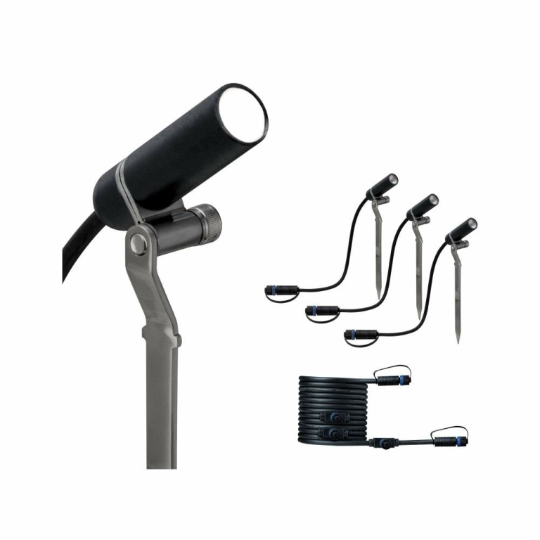 Paulmann Plug & Shine LED Gartenstrahler Plantini Erweiterungsset IP65 3000K 3x 2W Anthrazit