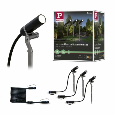 Paulmann Plug & Shine LED Gartenstrahler Plantini Erweiterungsset Erweiterungsset IP65 3000K 3x1,4W Anthrazit