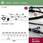 Plug & Shine 7er Party LED Lichterkette 6,8m IP44 Warmweiß 3000K 7x 0,2W