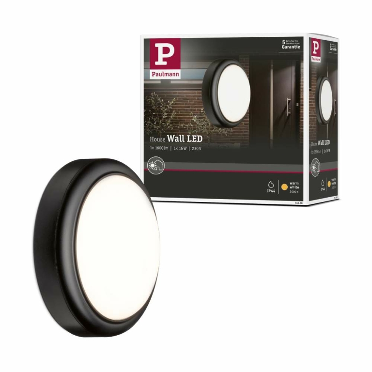 Paulmann LED Außenwandleuchte rund Grau Anthrazit IP44 3000K 15W