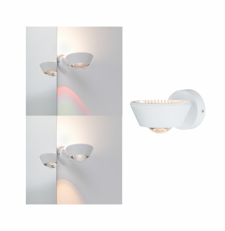 Paulmann LED Designer Wandleuchte Sabik Weiß matt Up&Down IP44 9W drehbar dimmbar