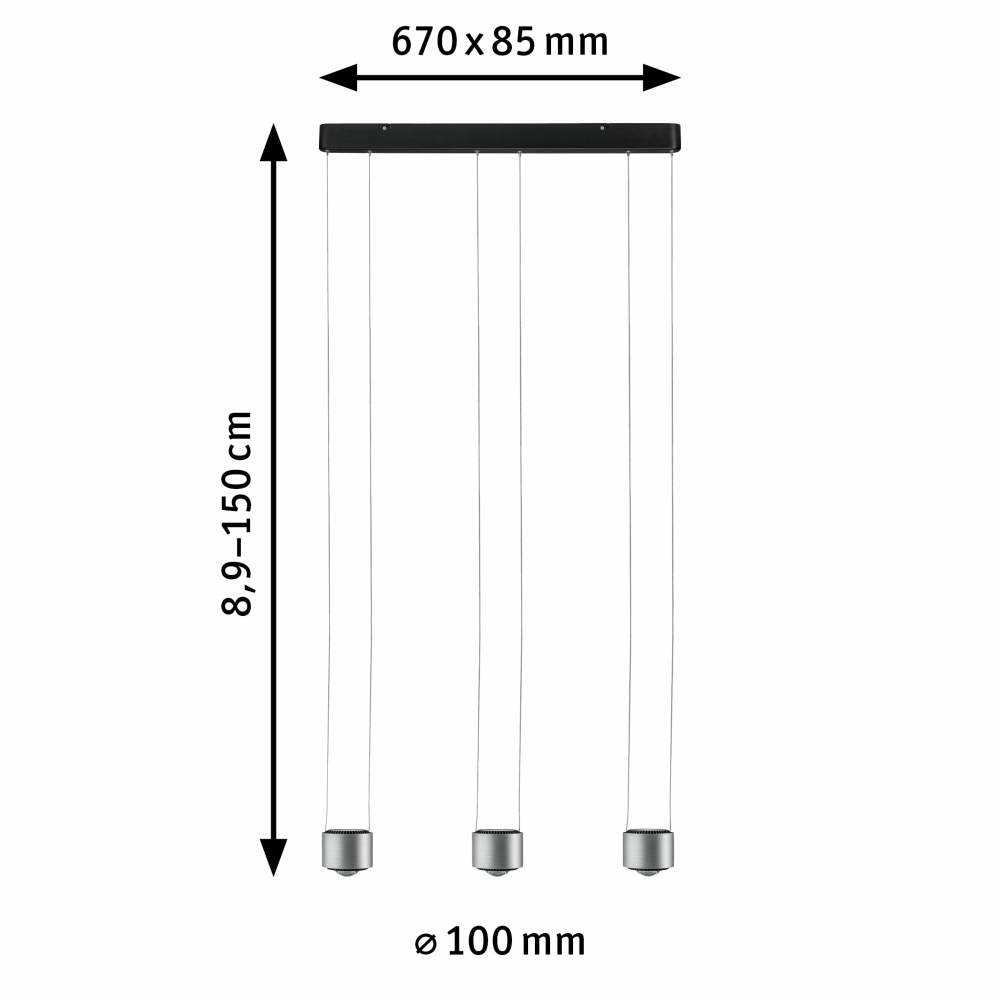 Paulmann 79720 LED Pendelleuchte Aldan 3-flammig 3x9W | Lampen1a