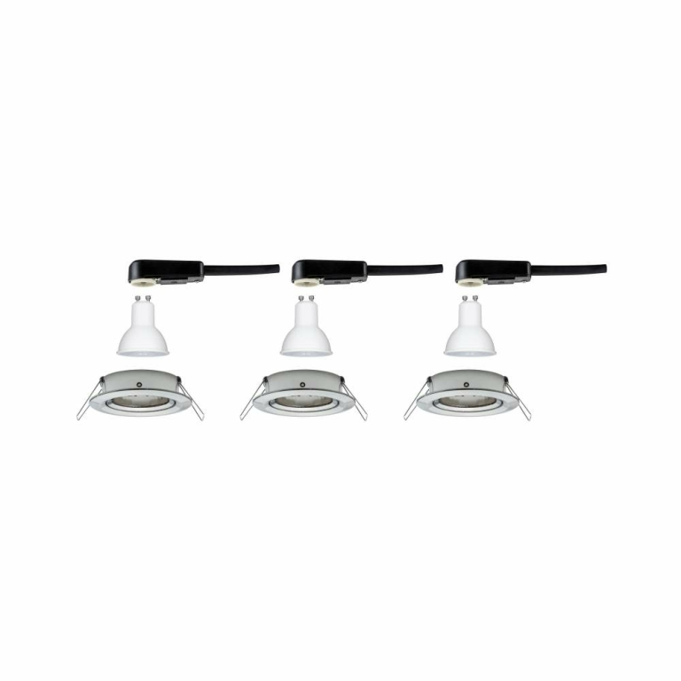 Paulmann LED Einbauleuchte Nova Basisset 3er Set rund 6.5W IP23 GU10 Eisen gebürstet schwenkbar 2700K 230V