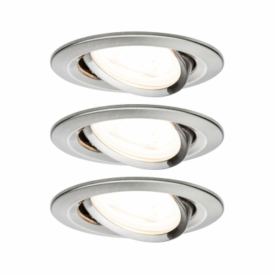 Paulmann LED Einbauleuchte Nova Basisset 3er Set rund 6.5W IP23 GU10 Eisen gebürstet schwenkbar 2700K 230V