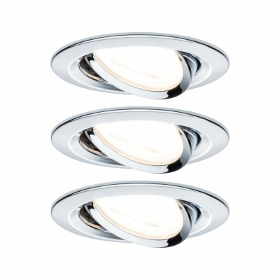 Paulmann LED Einbauleuchte Nova Basisset 3er Set rund 6.5W IP23 GU10 Chrom schwenkbar 2700K 230V