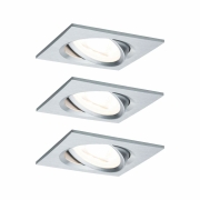 Einbauleuchte LED Nova eckig 3x6,5W GU10 Alu gedreht
