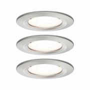 Nova LED Einbauleuchte 3er Set rund 6.5W IP44 GU10 Eisen gebürstet 2700K 230V