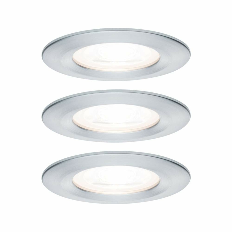 Paulmann LED Bad-Einbauleuchte Nova Basisset 3er Set rund 6.5W IP44 GU10 Alu gedreht 2700K 230V