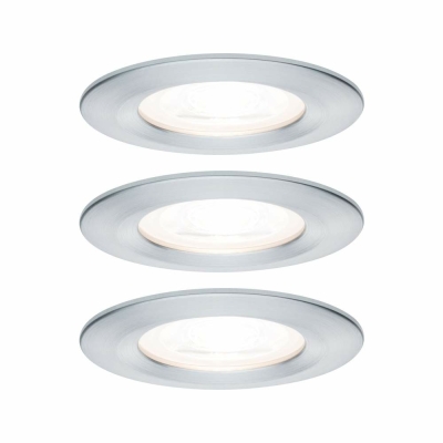 Paulmann LED Bad-Einbauleuchte Nova Basisset 3er Set rund 6.5W IP44 GU10 Alu gedreht 2700K 230V