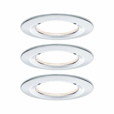 Paulmann LED Bad-Einbauleuchte Nova Basisset 3er Set rund 6.5W IP44 GU10 Chrom 2700K 230V