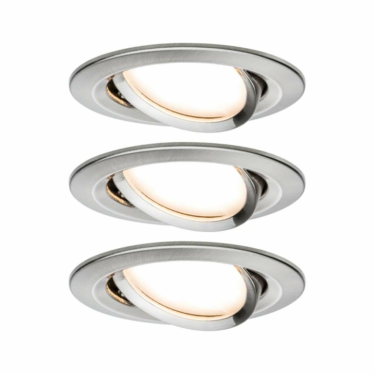 Paulmann LED Einbauleuchte Nova Coin 3er Set rund 6W IP23 Eisen gebürstet schwenkbar 2700K 230V