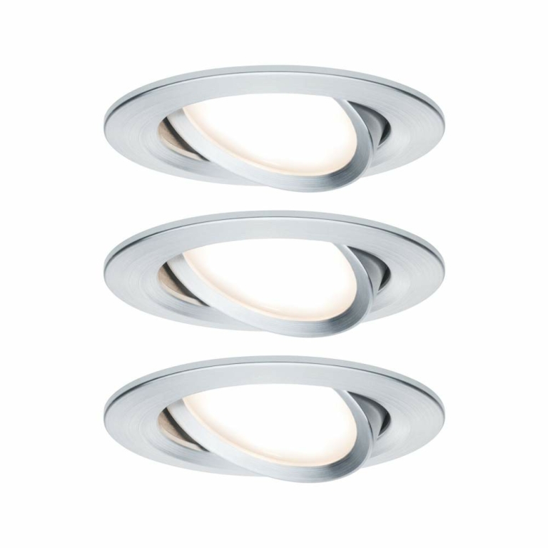 Paulmann 93451 LED Einbauleuchte Nova Coin Basisset 3er Set rund 6W IP23  Alu gedreht | Lampen1a