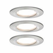 LED Bad-Einbauleuchte Nova Coin 3er Set rund 6W IP44 Eisen gebürstet 2700K 230V
