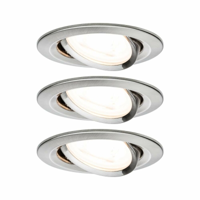 Paulmann Nova LED Einbauleuchte 3er Set rund 6.5W IP23 GU10 Eisen gebürstet schwenkbar dimmbar 3-step-dim 2700K 230V