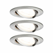 Nova LED Einbauleuchte 3er Set rund 6.5W IP23 GU10 Eisen gebürstet schwenkbar dimmbar 3-step-dim 2700K 230V