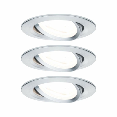 Paulmann LED Einbauleuchte Nova Basisset 3er Set rund 6.5W IP23 GU10 Alu gedreht schwenkbar dimmbar 3-step-dim 2700K 230V
