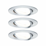 LED Einbauleuchte Nova Basisset 3er Set rund 6.5W IP23 GU10 Alu gedreht schwenkbar dimmbar 3-step-dim 2700K 230V
