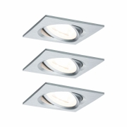 Einbauleuchte LED Nova eckig 3x6,5W GU10 Alu gedreht