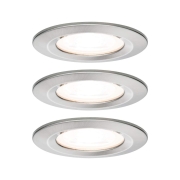 Nova LED Einbauleuchte 3er Set rund 6.5W IP44 GU10 Eisen gebürstet dimmbar 3-step-dim 2700K 230V