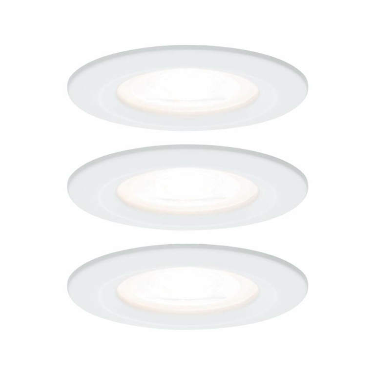 Paulmann LED Bad-Einbauleuchte Nova 3er Set rund 6.5W IP44 GU10 Weiß (matt) dimmbar 3-step-dim 2700K 230V