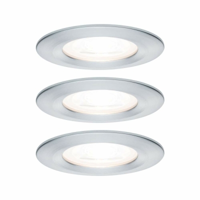 Paulmann LED Bad-Einbauleuchte Nova Basisset 3er Set rund 6.5W IP44 GU10 Alu gedreht dimmbar 3-step-dim 2700K 230V