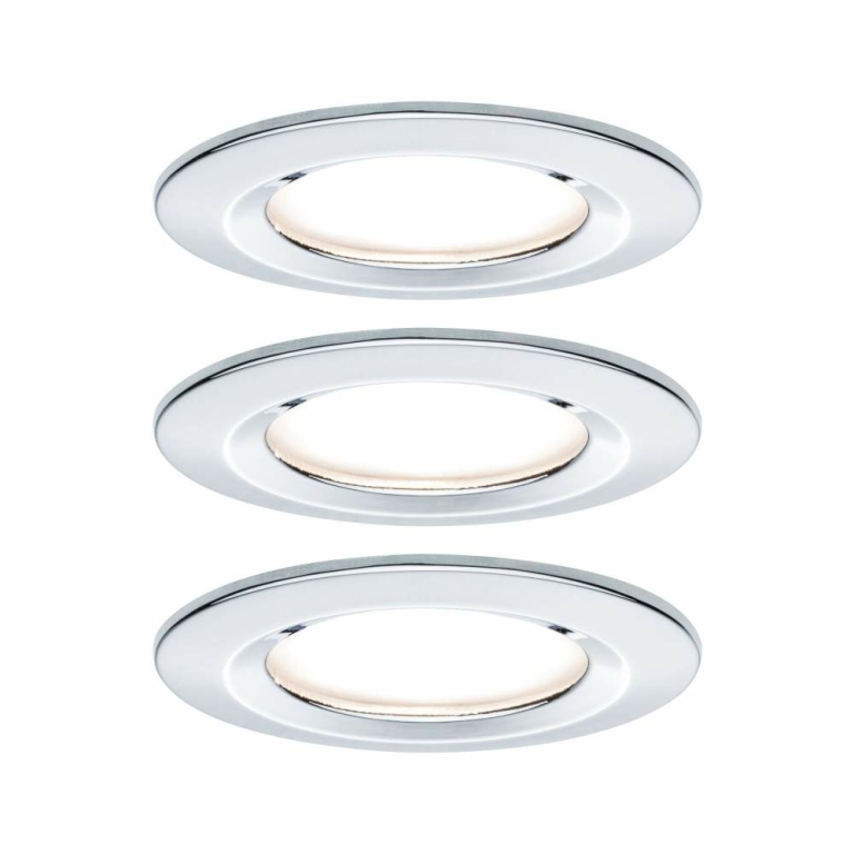 Paulmann LED Bad-Einbauleuchte Nova Basisset 3er Set rund 6.5W IP44 GU10 Chrom dimmbar 3-step-dim 2700K 230V