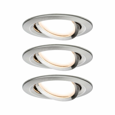 Paulmann LED Einbauleuchte Nova Coin 3er Set rund 6W IP23 Eisen gebürstet schwenkbar dimmbar 3-step-dim 2700K 230V