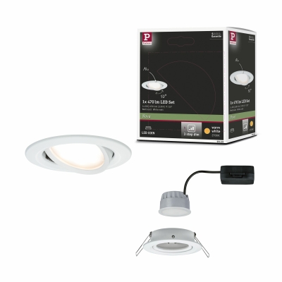 Paulmann LED Einbauleuchte Nova Coin Einzelspot rund 6W IP23 Weiß (matt) schwenkbar dimmbar 3-step-dim 2700K 230V