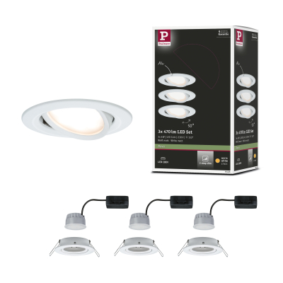 Paulmann LED Einbauleuchte Nova Coin 3er Set rund 6W IP23 Weiß (matt) schwenkbar dimmbar 3-step-dim 2700K 230V