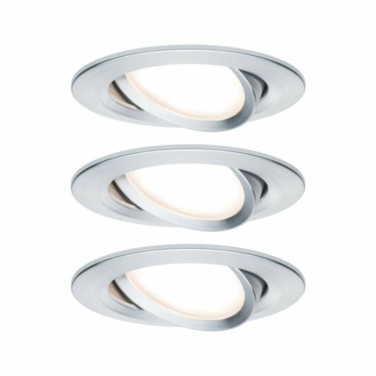 Paulmann LED Einbauleuchte Nova Coin Basisset 3er Set rund 6W IP23 Alu gedreht schwenkbar dimmbar 3-step-dim 2700K 230V