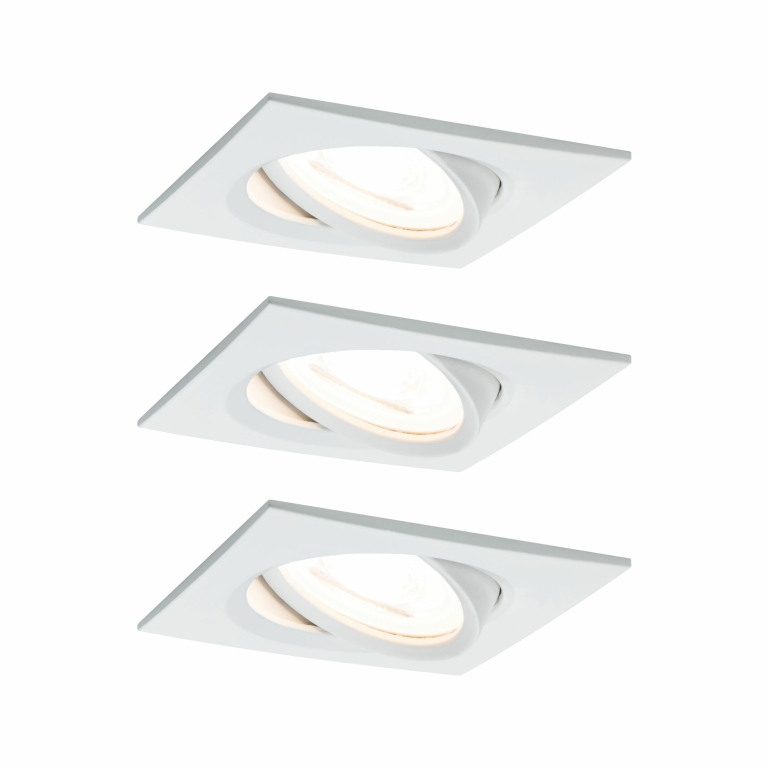 Paulmann LED Einbauleuchte Nova Coin 3er Set eckig 6W IP23 Weiß (matt) schwenkbar dimmbar 3-step-dim 2700K 230V
