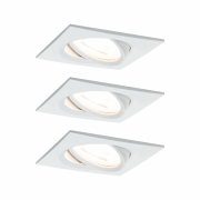 LED Einbauleuchte Nova Coin 3er Set eckig 6W IP23 Weiß (matt) schwenkbar dimmbar 3-step-dim 2700K 230V