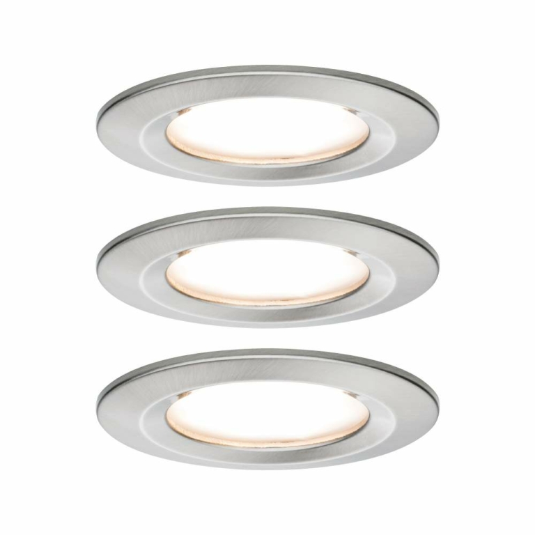 LED Bad Strahler 3er-Set 12V Rund alu gebürstet - 3 W warmweiss