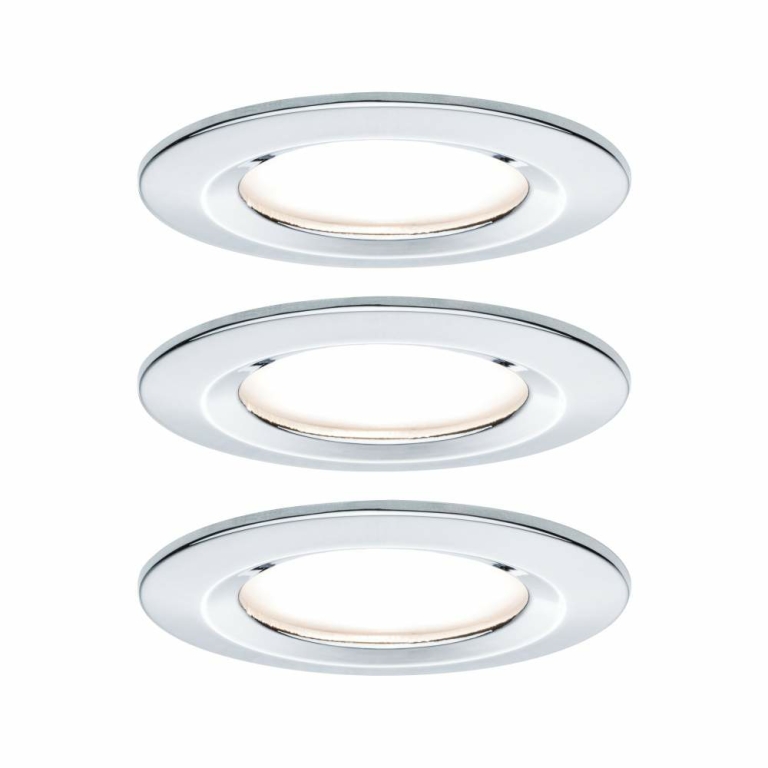 Paulmann LED Bad-Einbauleuchte Nova Coin Basisset 3er Set rund 6W IP44 Chrom dimmbar 3-step-dim 2700K 230V